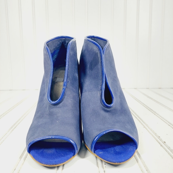 New Rachel Roy Pepino Purple Leather Peep Toe Heels F108 - Picture 3 of 14